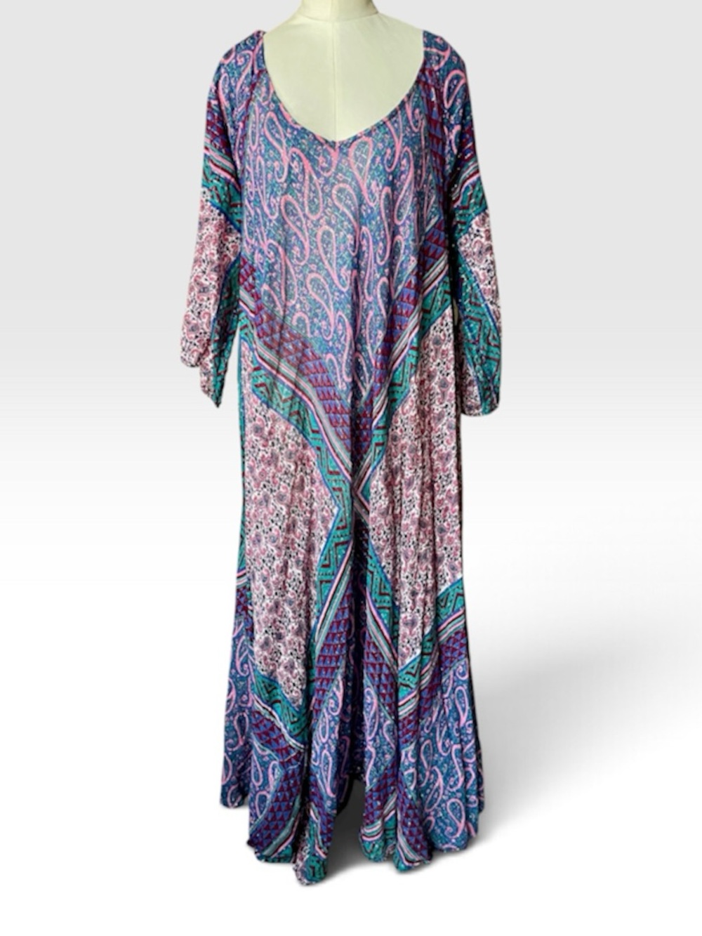 RARE Original Sultana By Adini Vintage Indian Cotton and Metallic Dress